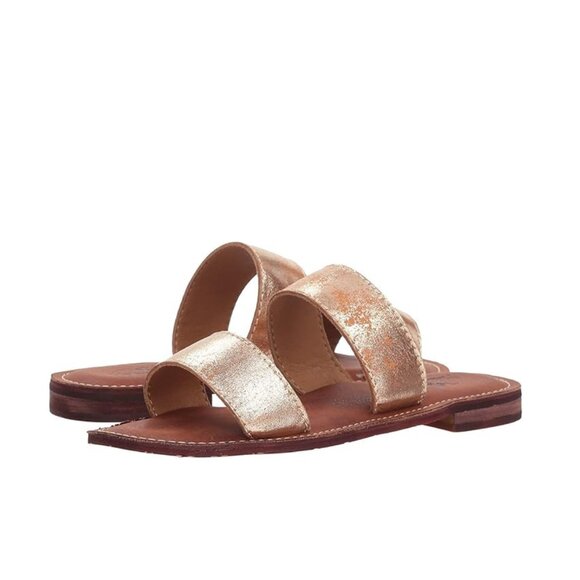 Patricia Nash Leather Open Toe Slide Flair Sandals in Bronze Metallic - Picture 3 of 10